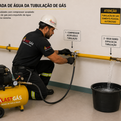 Retirada de água da tubulação de gás